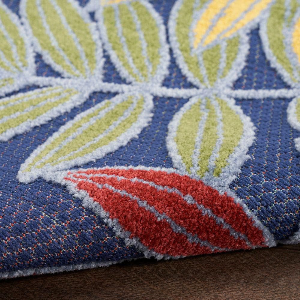 Navy Multicolor Floral Synthetic Rectangular 6' x 9' Rug