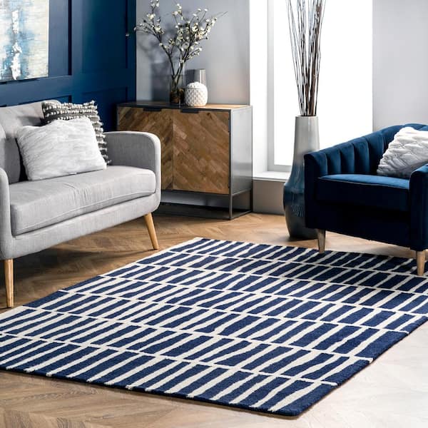 Lemuel Geometric Navy 6 ft. x 9 ft. Indoor Area Rug
