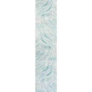 Arlo Woodgrain Geometric Ivory/Blue 2 ft. x 8 ft. Runner Rug