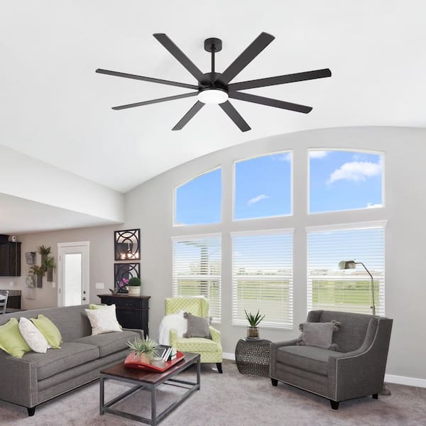 Archer 72 in. Integrated LED Indoor Matte Black Ceiling Fan with Light and Remote Control Included