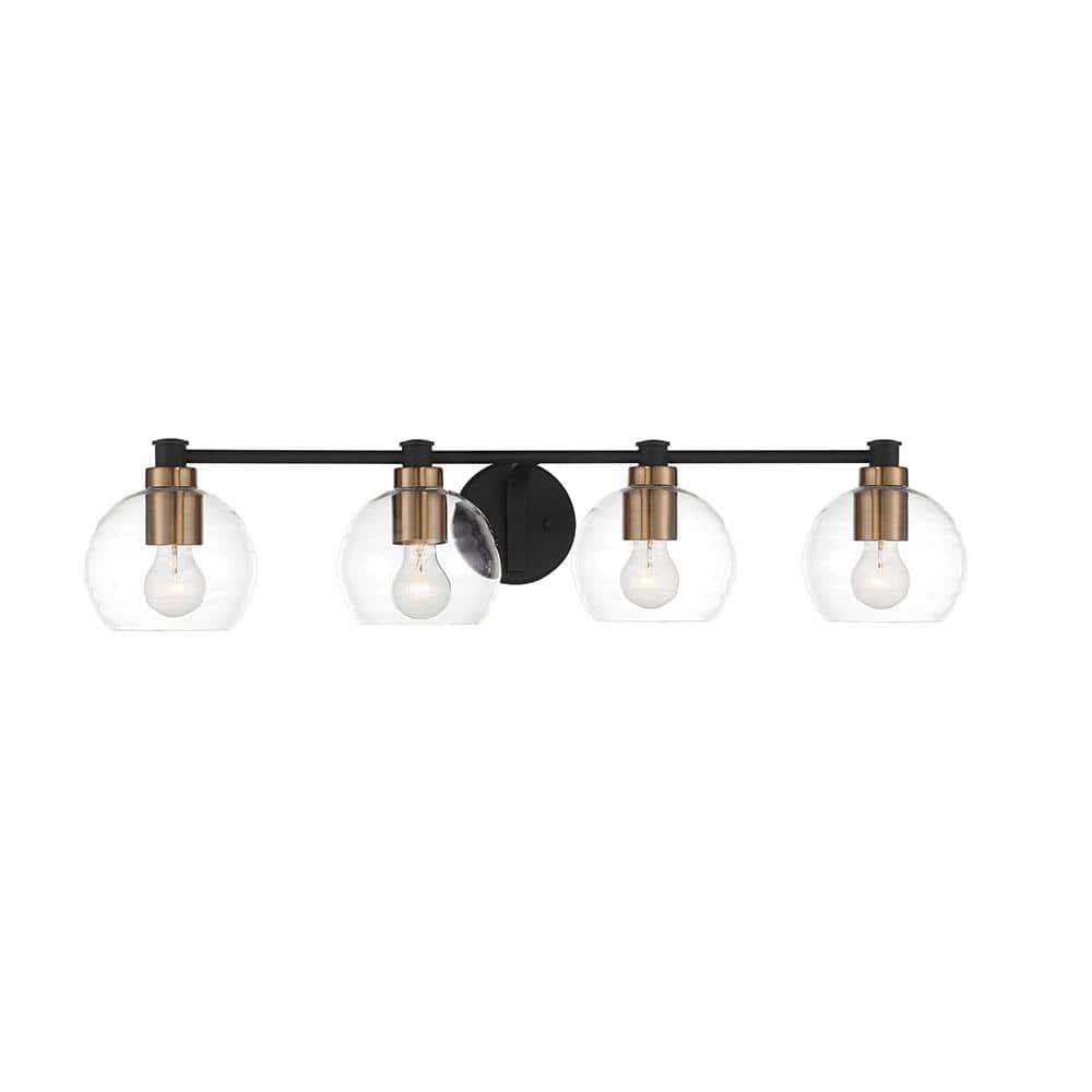Keyport Sand Coal & Natural Brushed Brass 4-Light Vanity Bath Bar