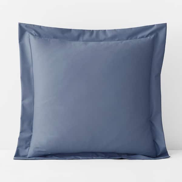 The Company Store Company Cotton Infinity Blue Solid 300-Thread Count Wrinkle-Free Sateen Euro Sham