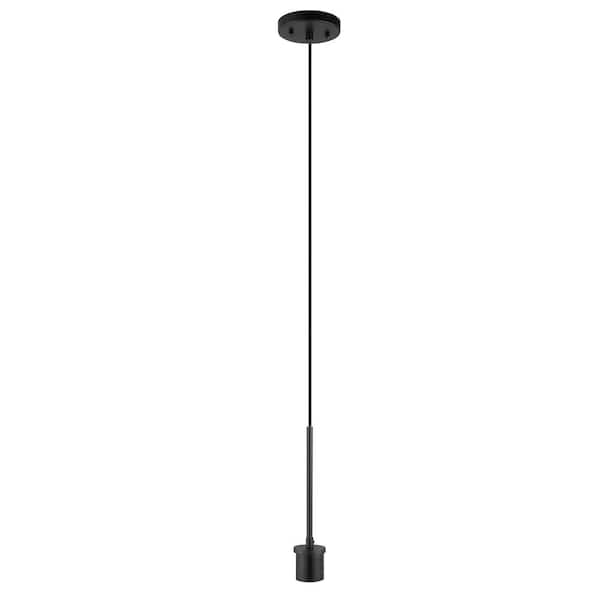 PRIVATE BRAND UNBRANDED Matte Black Pendant Light Kit with Partial Metal Rod