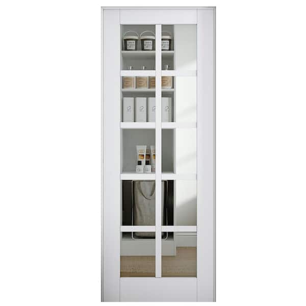 ARK DESIGN 32 in. x 80 in. 10-Lite Clear Glass Left Handed White Solid Core MDF Prehung Door with Quick Assemble Jamb Kit
