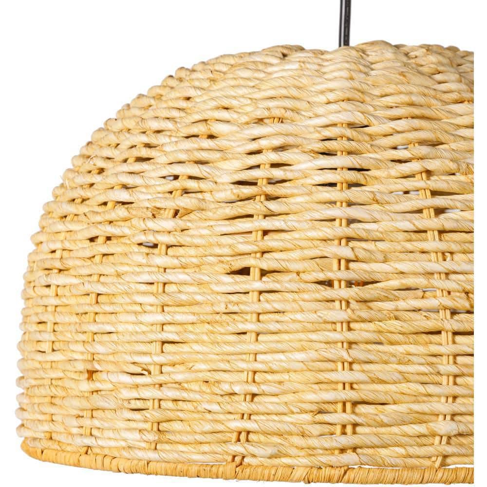 Maser Seagrass and Metal 14" Incandescent Pendant Light