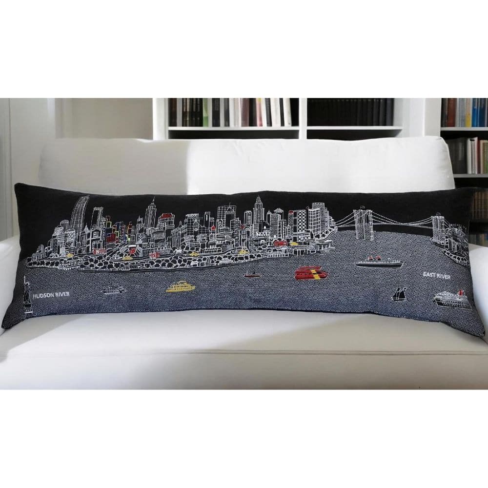 Black, Gray, White Solid Polyester 14 in. x 46 in. Throw Pillow