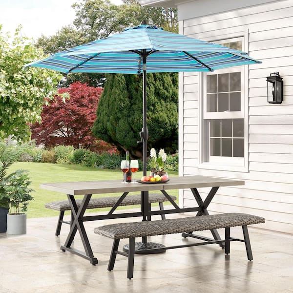 ULAX FURNITURE 9 ft. Aluminum Sunbrella Market Patio