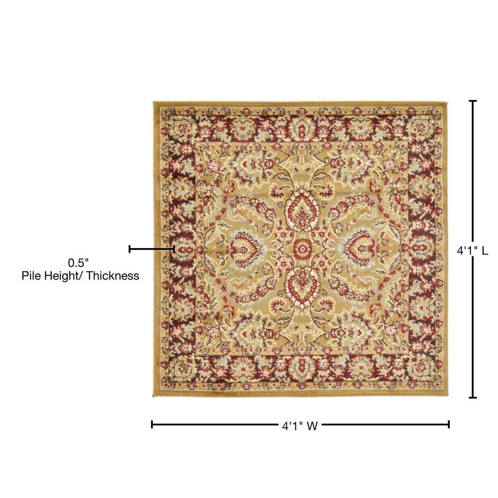Aditi Collection 4' Square Tan Synthetic Rug