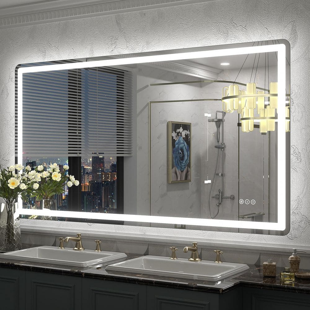 55 in. W x 30 in. H Rectangular Frameless UL Certified Front and Back LED Anti-Fog Tempered Wall Bathroom Vanity Mirror price history on PriceWatchPro
