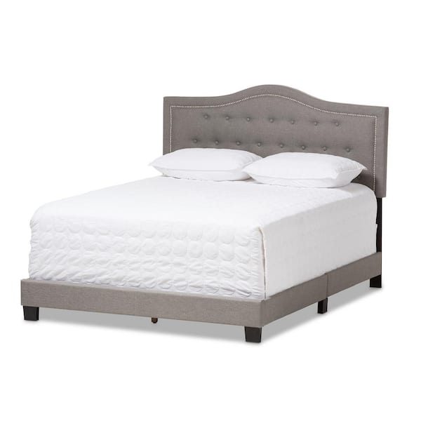 Baxton Studio Emerson Gray Fabric Upholstered Queen Bed 28862 7446