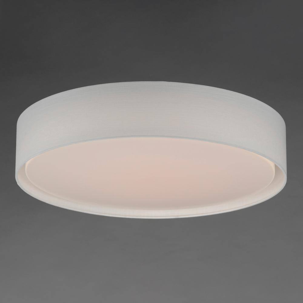 White Linen LED Drum Flush Mount Ceiling Light
