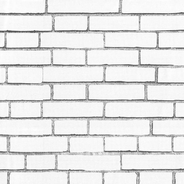 White Brick Black Crevice 23. 62in. x 197in. Peel & Stick Wallpaper, Waterproof Self-adhesive Removable Contact Paper