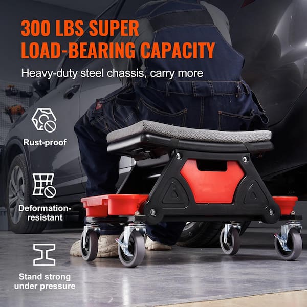 WEN 250 lbs. Capacity Rolling Mechanic Seat with Onboard Storage