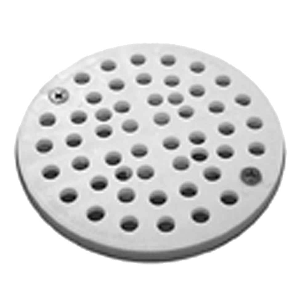 White Plastic Floor Drain Cover - 6-1/8 with Tabs