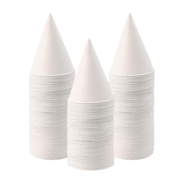 6 oz. White Paper Cone Wax Coated Leakproof Disposable Tableware Cone Cups for Water Ice Cream 100 Piece