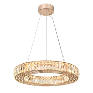 Brusmogan 1-Light dimmable Integrated LED Plating Rose Gold Drum Chandelier with Crystals