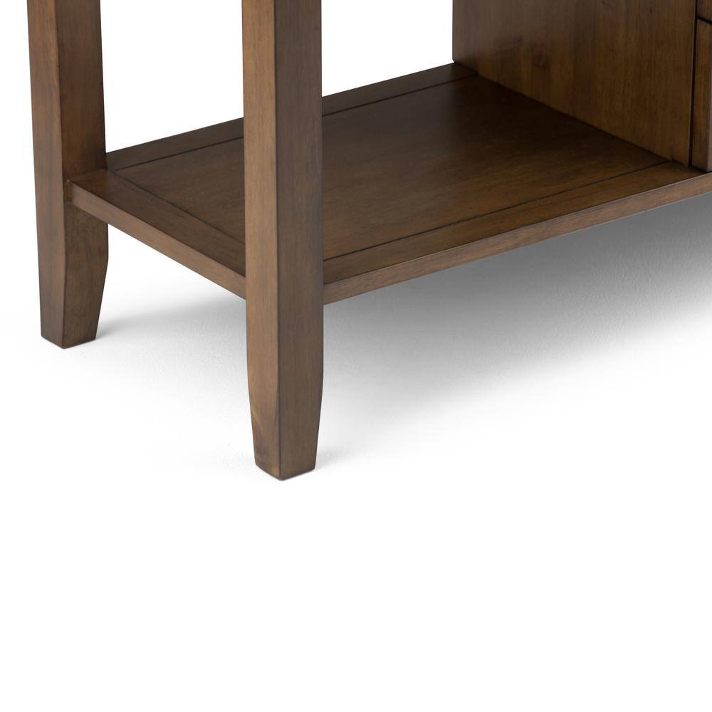 Rustic Natural Aged Brown Wood Console Table with Storage