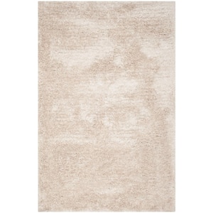South Beach Shag Champagne 6 ft. x 9 ft. Solid Area Rug