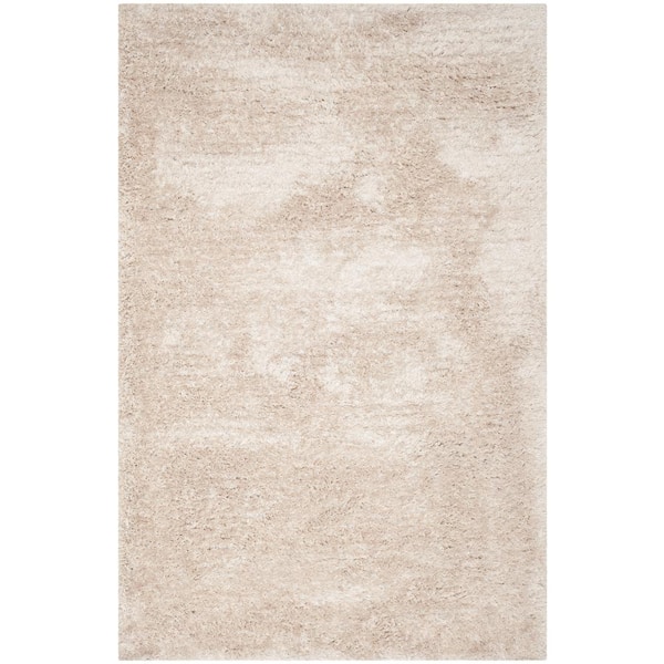 SAFAVIEH South Beach Shag Champagne 6 ft. x 9 ft. Solid Area Rug