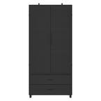31.5 in. W x 67.7 in. H x 15.7 in. D Wood Freestanding Cabinet in Black With Perfboard Door, Drawers