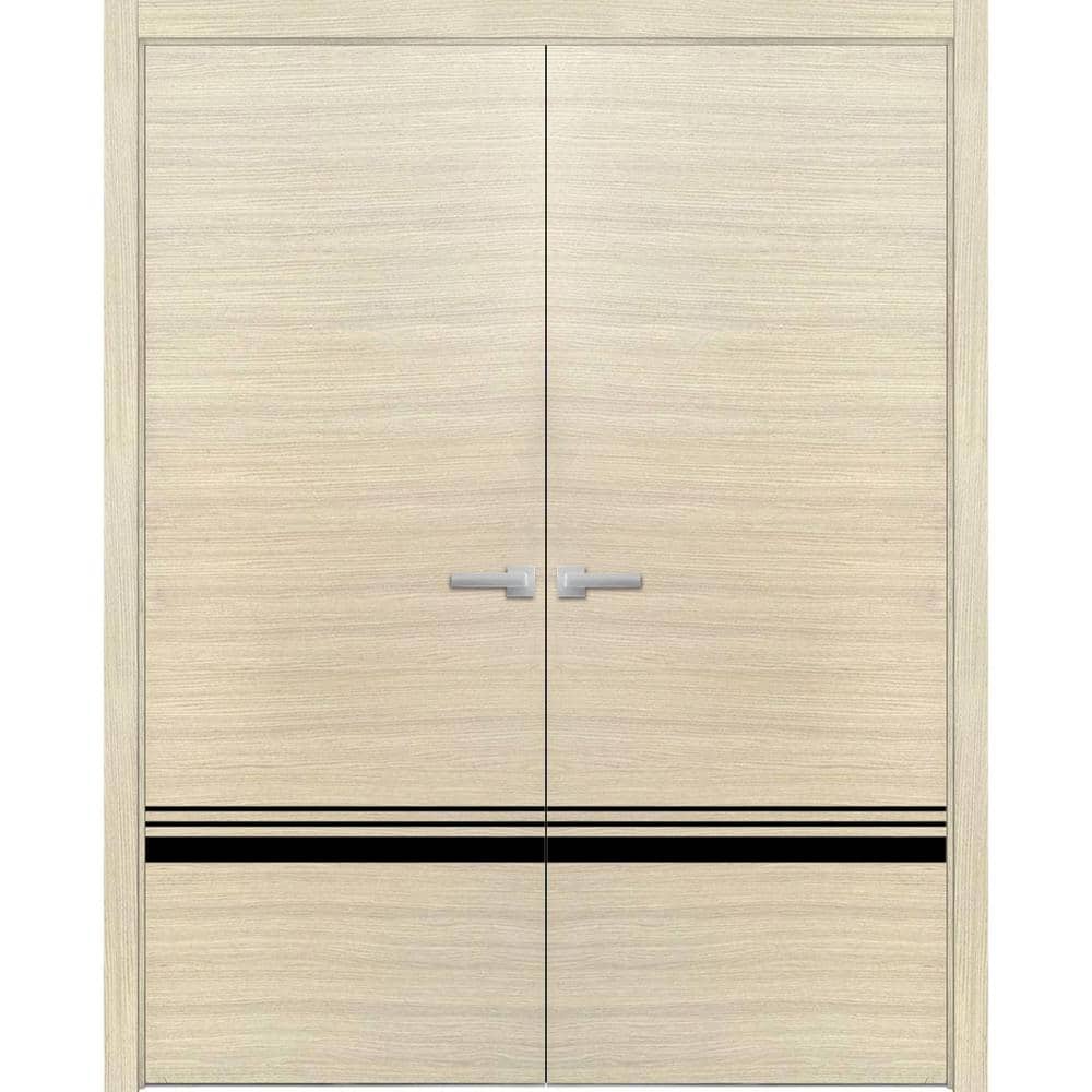 56 in. x 96 in. 2 Panel Natural Veneer Finished Solid Wood with Honeycomb Sliding Door with Hardware price history on PriceWatchPro