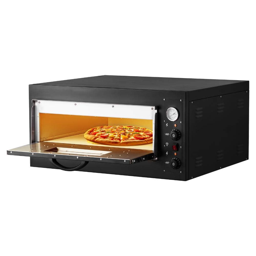 Electric Pizza Oven 24 in. Commercial Countertop 842F 4200W Dual Handle Pizzeria Oven for Restaurant Home