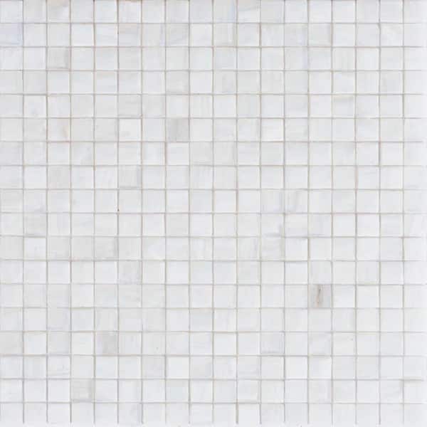 Apollo Tile Skosh Glossy White Dove 11.6 in. x 11.6 in. Glass Mosaic Wall and Floor Tile (18.69 sq. ft./case) (20-pack)