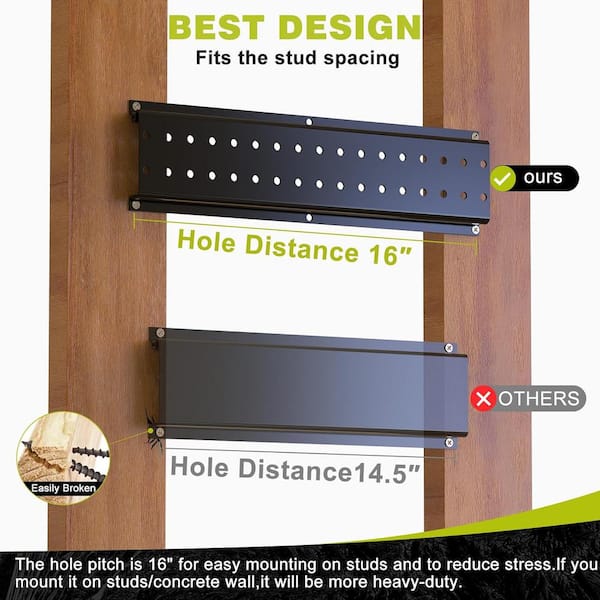 48 in. with 9 Hooks Shovel Holder Wall Mount Garage Wall Organizer Wall Mount Tool Holder for Rack Shovel Shed(Black)