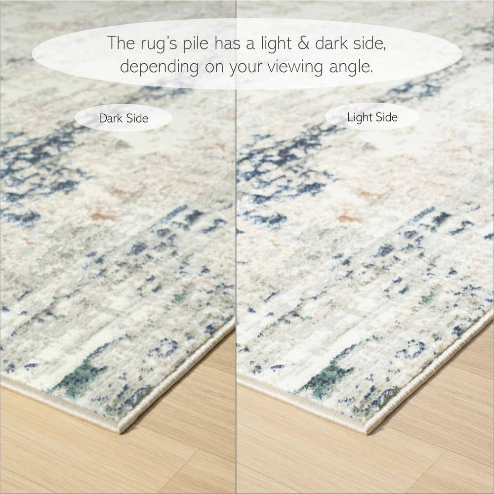 Gray and Beige Abstract Synthetic 5' x 7' Area Rug