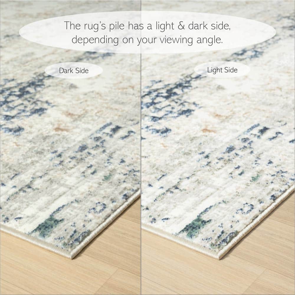 Gray and Beige Abstract Synthetic 5' x 7' Area Rug