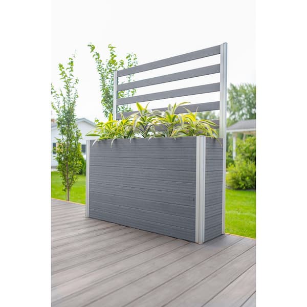 New England Arbors Vita Urbana 57"L x 16"W x 66"H Large Vinyl Parklette with Trellis, Slate Gray, VT17634
