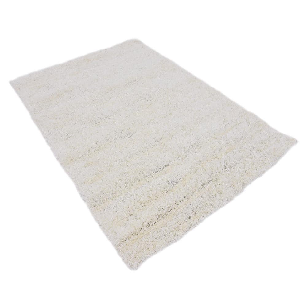 Reversible Snow White and Blue Solid Shag 4' x 6' Rug