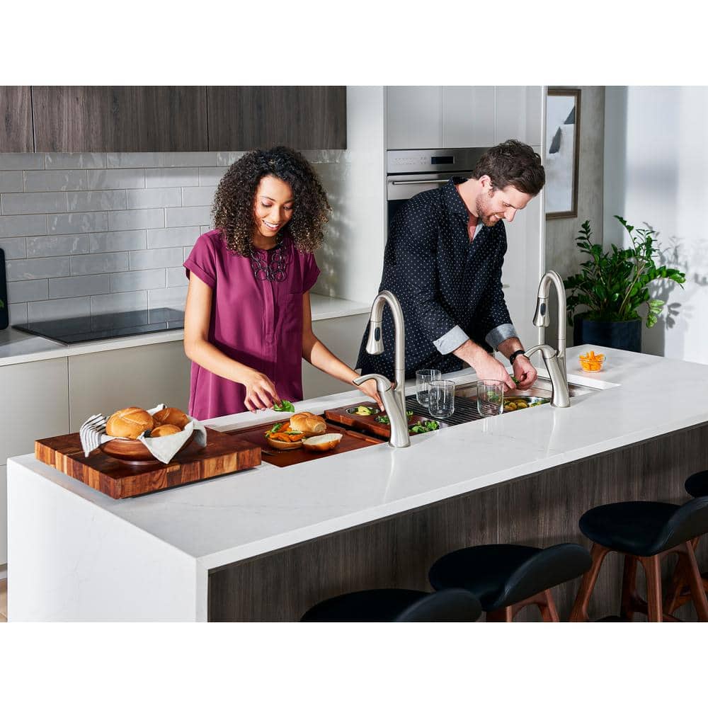 45-Inch Stainless Steel Workstation Sink with Hardwood Accessories