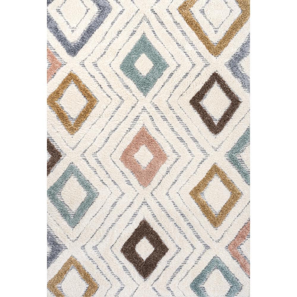Ivory Geometric Flat Woven Reversible 4' x 6' Synthetic Rug