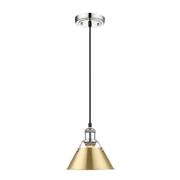 Golden Lighting Orwell 100-Watt 1-Light Chrome and Brushed Champagne Bronze Mini Pendant Light