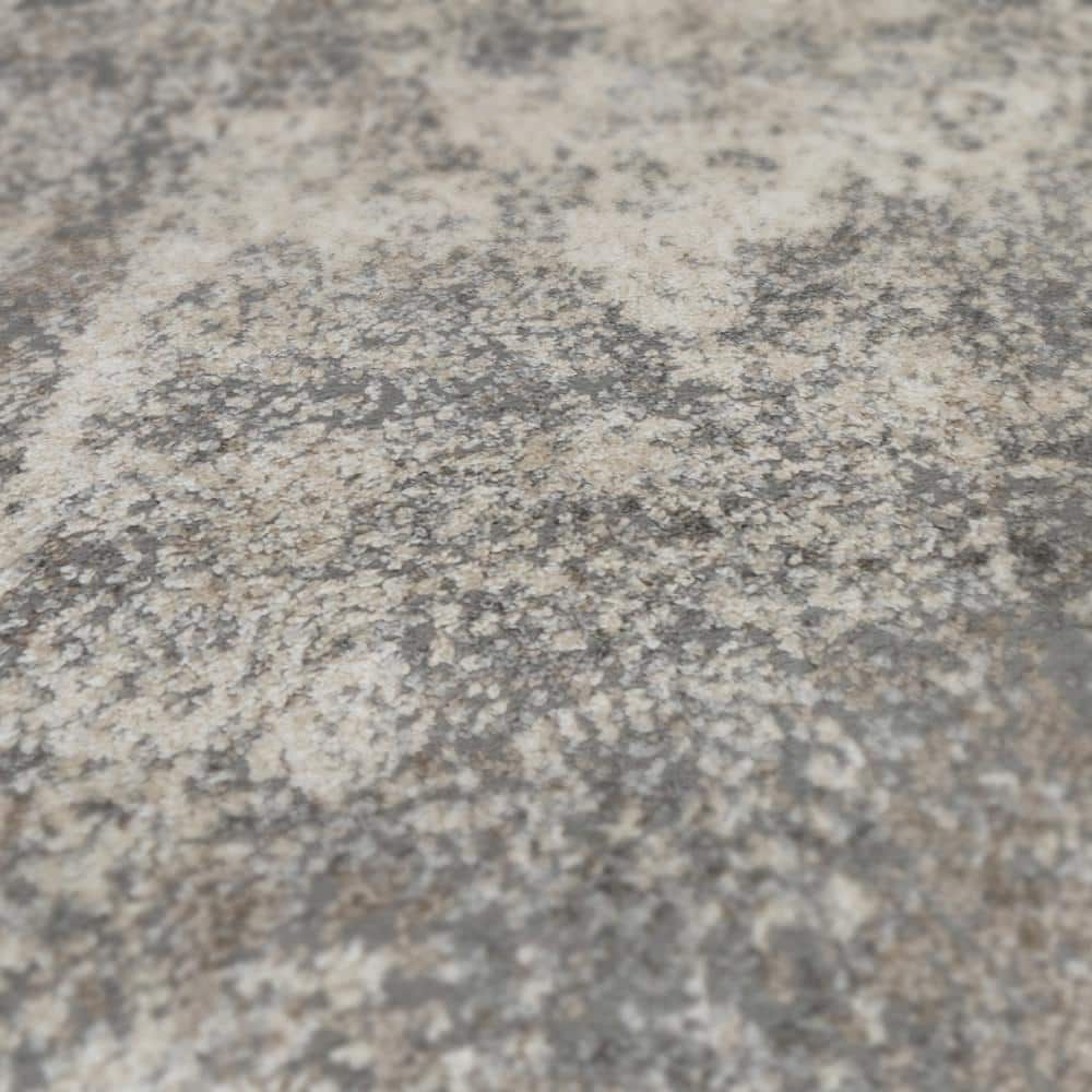 Elysian Abstract Gray and Beige Easy-Care Synthetic Area Rug 5' x 7'