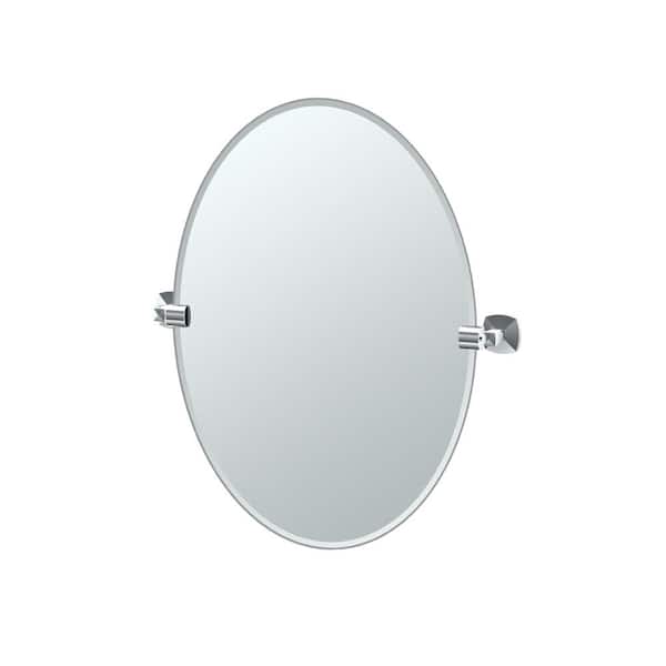 Gatco Jewel 27 in. x 24 in. Frameless Oval Mirror in Chrome