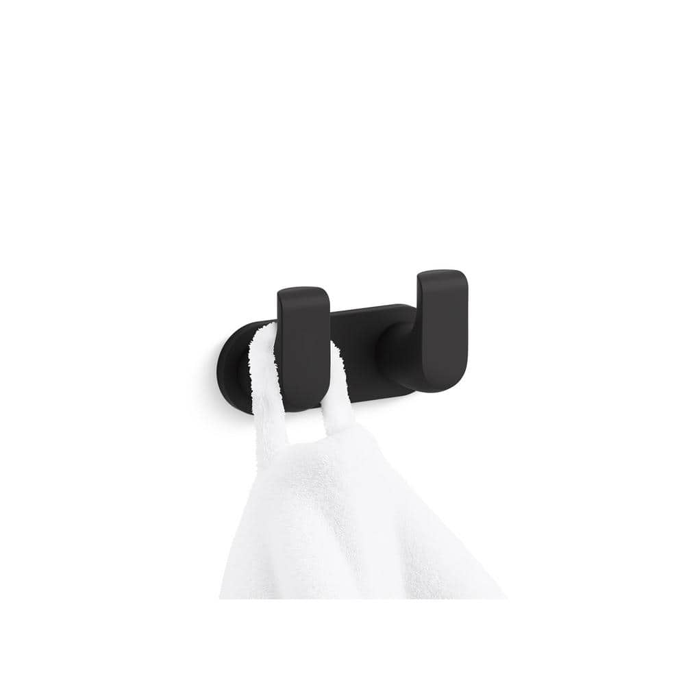 Matte Black Modern Double Robe Hook