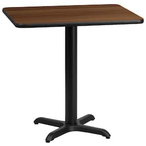24 in. x 30 in. Rectangular Black and Walnut Laminate Table Top with 22 in. x 22 in. Table Height Base