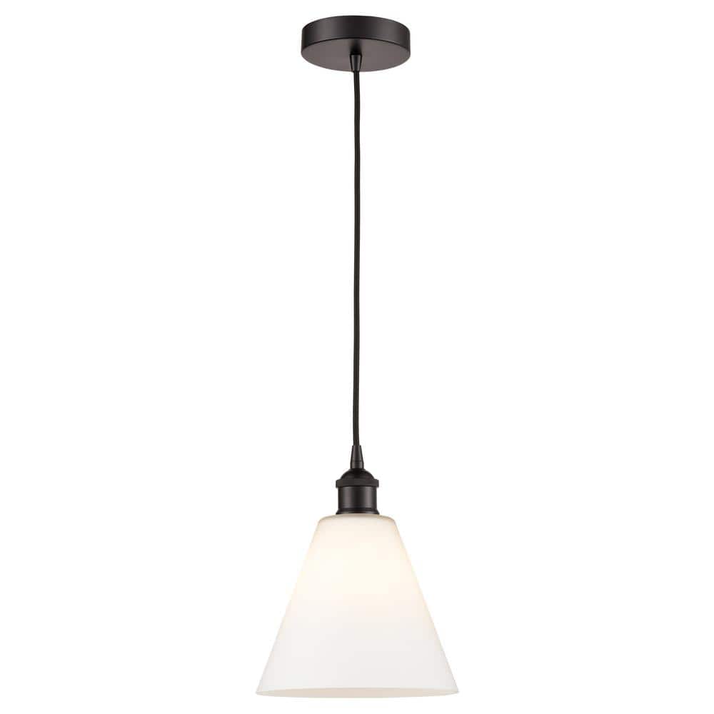 Edison Glass Cone 60-Watt 1-Light Oil Rubbed Bronze Standard Mini Pendant Light with Painted Glass Shade price history on PriceWatchPro
