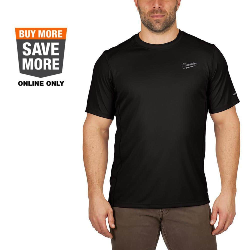 Milwaukee Men's WORKSKIN X-Large Black Lightweight Performance Short-Sleeve  T-Shirt 414B-XL - The Home Depot