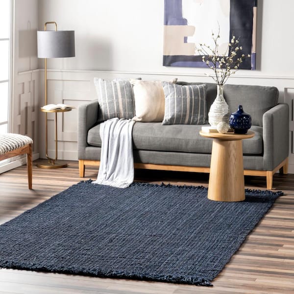 Daniela Farmhouse Chunky Jute Navy Blue 3 ft. x 5 ft. Accent Rug