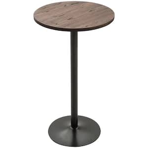 42"H Rustic Industrial Bar Table Pub Table Elm Wood Top with Metal Base