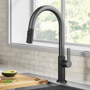 Oletto Single Handle Pull-Down Kitchen Faucet in Matte Black/Spot Free Black Stainless Steel