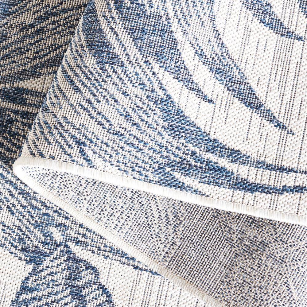 Ivory and Navy Square Botanical Indoor/Outdoor Rug