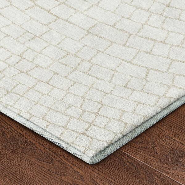 Mayfield Premium Machine Washable Abstract AMF2455 Ivory 2 ft. x 7 ft. Runner Rug