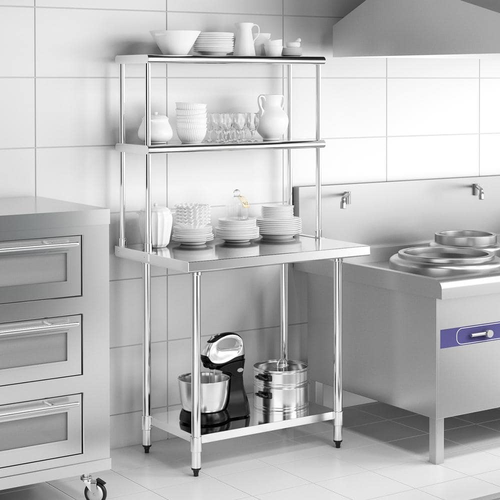 36 x 12 in. Silver Stainless Steel Kitchen Prep Table with Adjustable Shelf