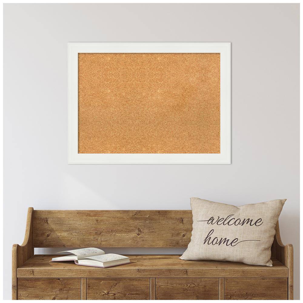 Vanity White Narrow Framed Natural Cork Bulletin Board