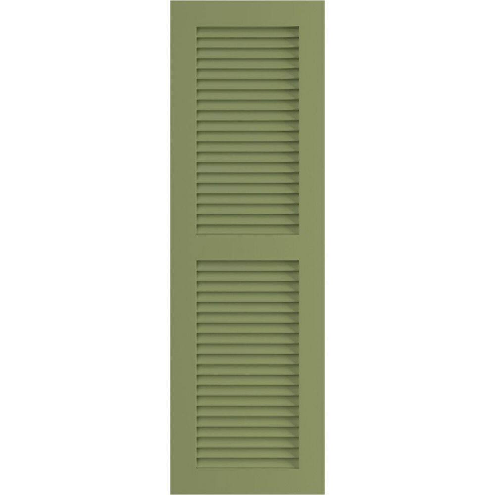 12 in. x 59 in. PVC True Fit Two Equal Louvered Shutters Pair in Moss Green price history on PriceWatchPro