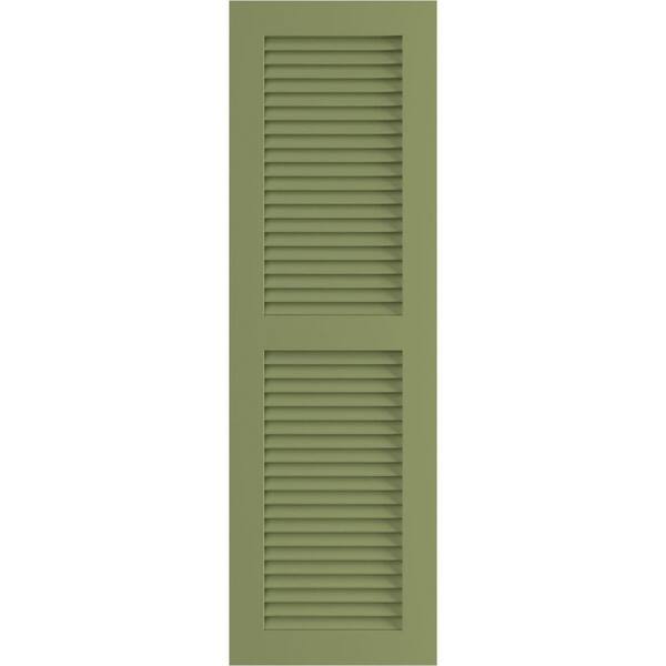Ekena Millwork 15 in. x 57 in. PVC True Fit Two Equal Louvered Shutters Pair in Moss Green